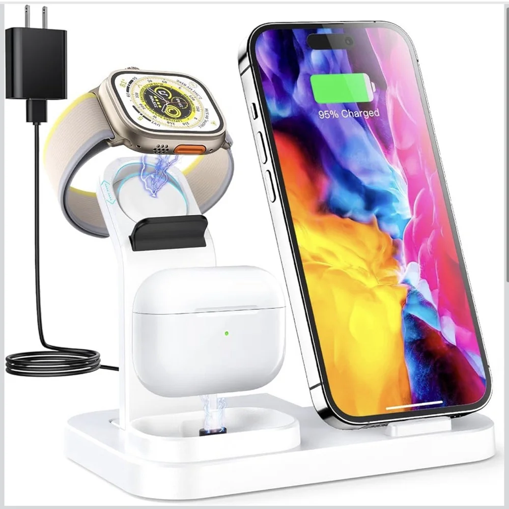 Wireless Charging Station 3 in 1 RJR Compatible with Apple Device